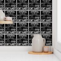 Cat Lady Husband T-Shirt Square | White on Black