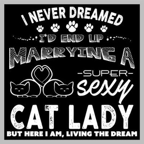 Cat Lady Husband T-Shirt Square | White on Black
