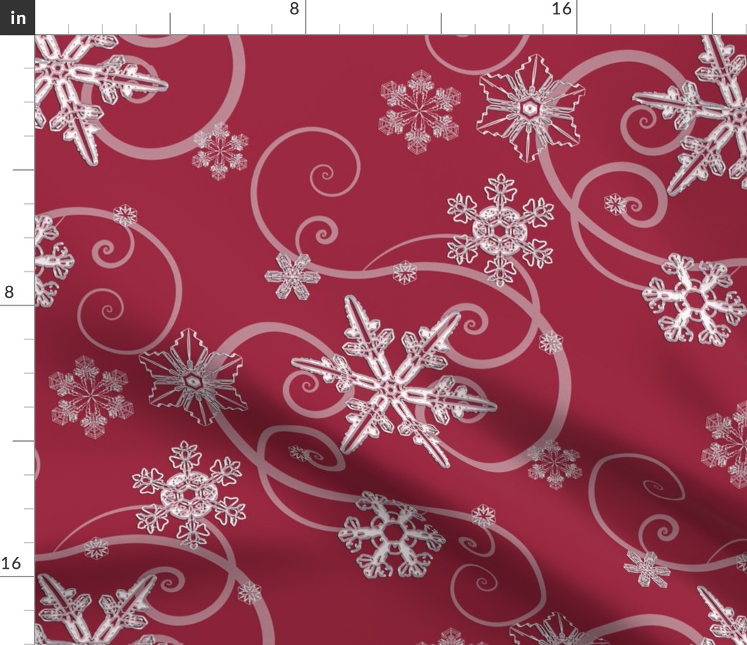 snowflakes Dark Red