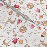 Cozy Snow Day White/ Winter Holidays Fabric/ Nostalgic Winter Day fabric