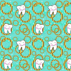 Retro Whimsy Tooth / Mod Geometric Circle Dental  