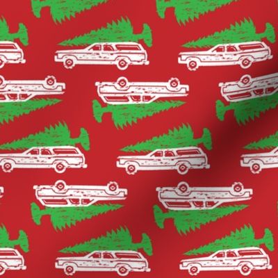 Griswold Family Christmas Station wagon with Tree GREEN and RED