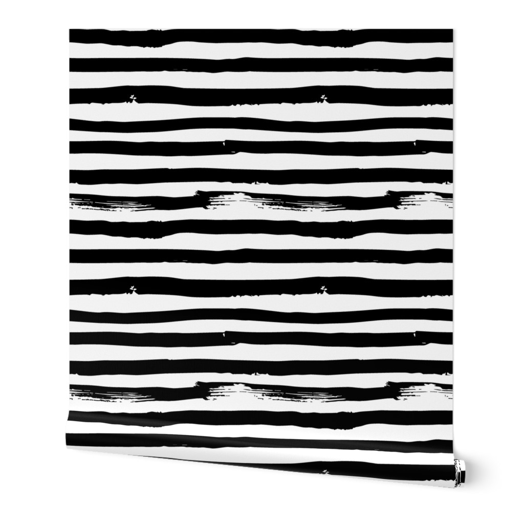  Black and White Brush Stroke Painted Stripes Artistic Distressed