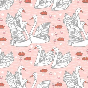 swans // origami swan fabric cute blush and coral girls swan fabric andrea lauren design andrea lauren fabric