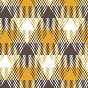 triangle gingham - brown, white and mustard