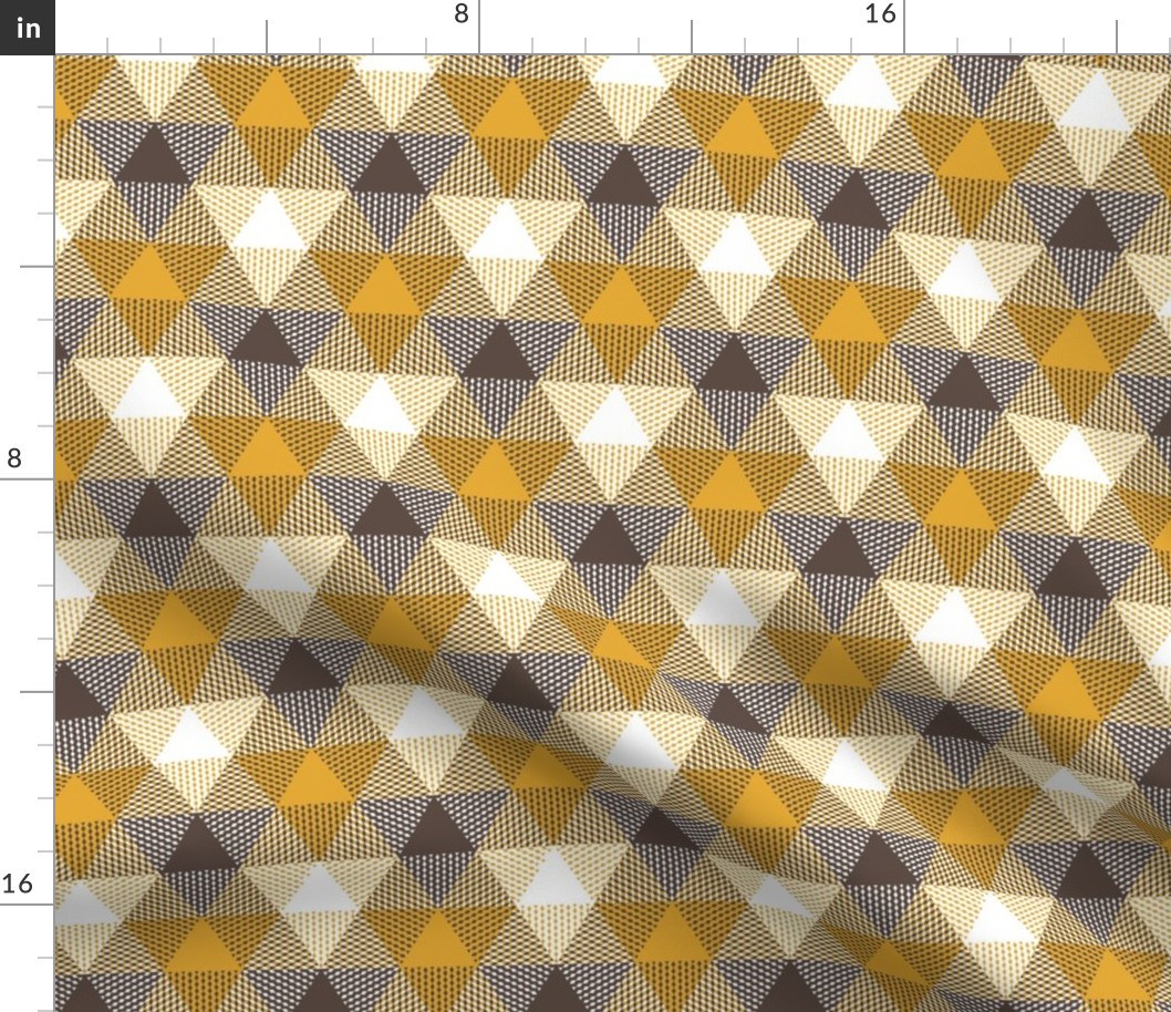 triangle gingham - brown, white and mustard