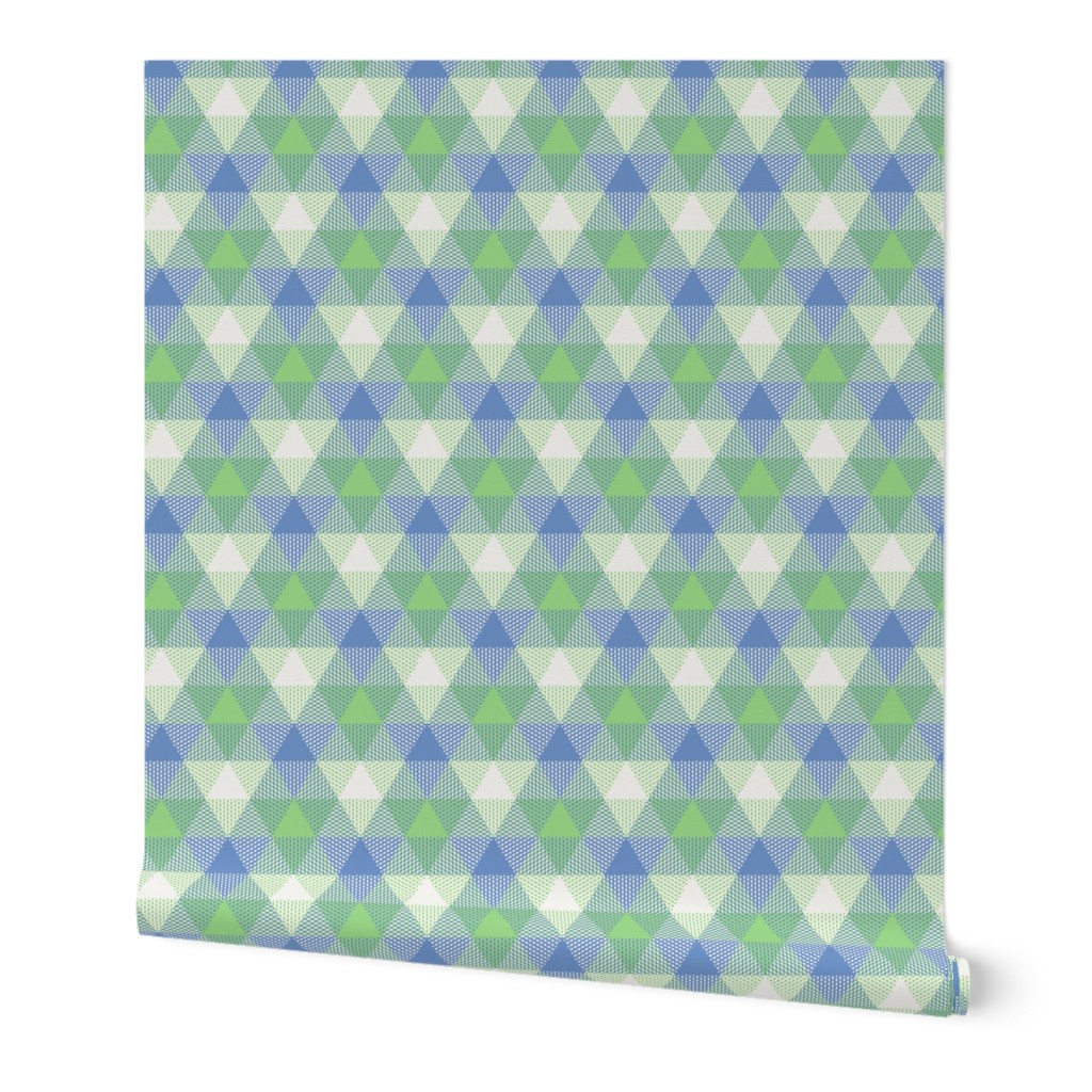 triangle gingham - light blue, light green, pearl grey