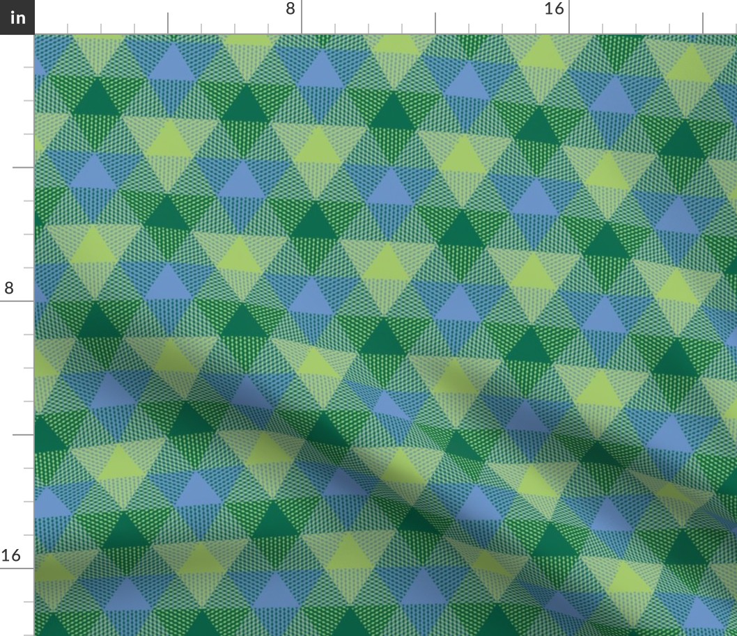 triangle gingham - green, light blue, light green