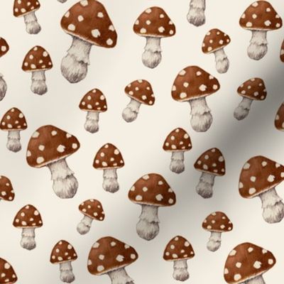 Mushrooms Brown Caps on Creme // large