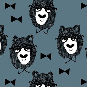 bowtie bear // dusty blue bear fabric bowties bear illustration andrea lauren fabric