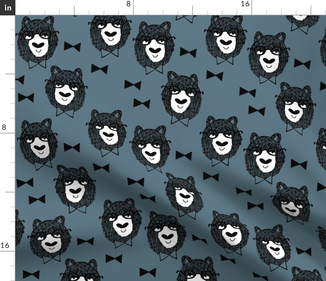 bowtie bear // dusty blue bear fabric bowties bear illustration andrea lauren fabric