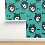 bowtie bear // green bear fabric andrea lauren nursery baby design baby fabric