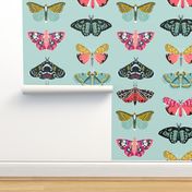 moths // blue pink butterflies fabric andrea lauren botanical nature design andrea lauren fabric