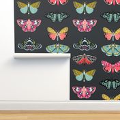 moths // butterfly butterflies andrea lauren moths fabric pink yellow mint girls andrea lauren fabric
