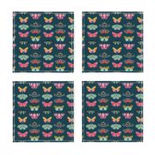 moths // moth butterflies butterfly fabric navy botanical nature andrea lauren design andrea lauren fabric