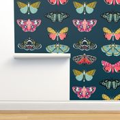 moths // moth butterflies butterfly fabric navy botanical nature andrea lauren design andrea lauren fabric