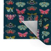 moths // moth butterflies butterfly fabric navy botanical nature andrea lauren design andrea lauren fabric