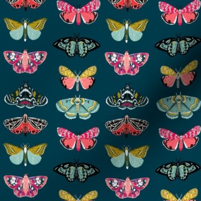 moths // moth butterflies butterfly fabric navy botanical nature andrea lauren design andrea lauren fabric