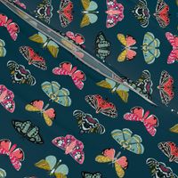 moths // moth butterflies butterfly fabric navy botanical nature andrea lauren design andrea lauren fabric