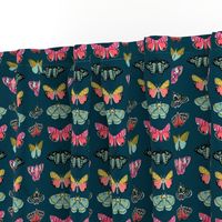 moths // moth butterflies butterfly fabric navy botanical nature andrea lauren design andrea lauren fabric