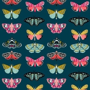 moths // moth butterflies butterfly fabric navy botanical nature andrea lauren design andrea lauren fabric