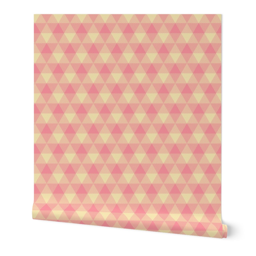 triangle gingham - pink and cream