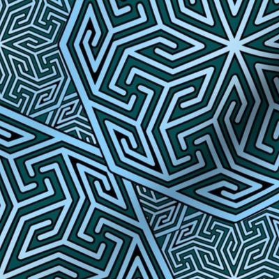 Arabic Abstract in teal and blue