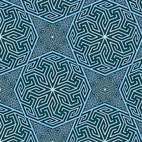 Arabic Abstract in teal and blue