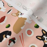 corgi sushi fabric corgis design tri colored corgi fabric dogs fabric food design corgi fabric