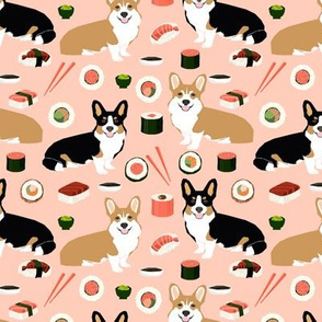 corgi sushi fabric corgis design tri colored corgi fabric dogs fabric food design corgi fabric