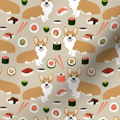 corgi sushi fabric corgi food design japanese fabric food design corgis fabric 