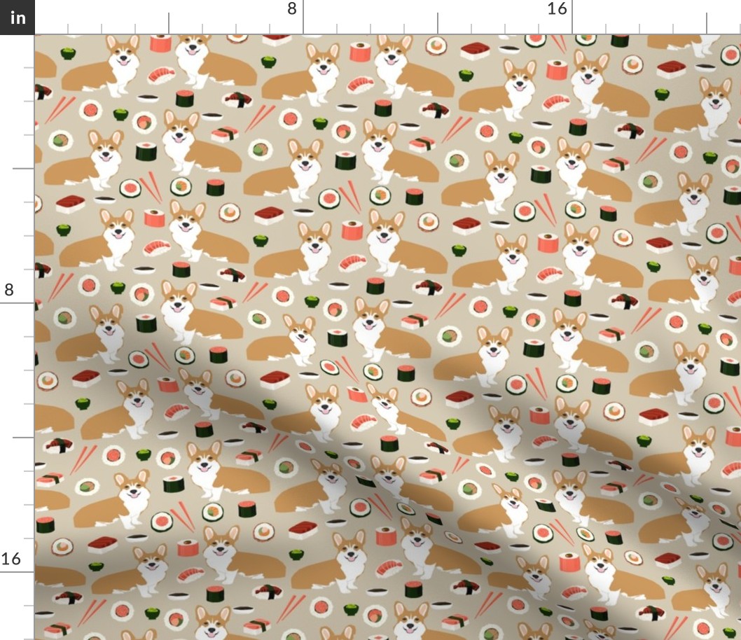 corgi sushi fabric corgi food design japanese fabric food design corgis fabric 