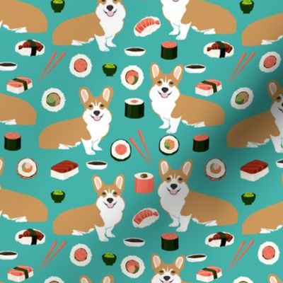 corgi sushi fabric cute red and white corgis design sushi kawaii japanese fabric cute corgis design