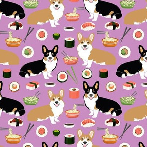 corgi noodle and sushi fabric ramen design corgis cute corgi design best dogs fabric