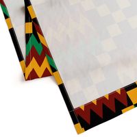 Jumbo Yellow, Green, Red, on Black, Kente Cloth