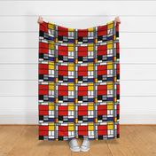 12 inch Mondrian Composition with Large Red Plane, Yellow, Black, Gray, and Blue