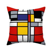 12 inch Mondrian Composition with Large Red Plane, Yellow, Black, Gray, and Blue