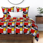 12 inch Mondrian Composition with Large Red Plane, Yellow, Black, Gray, and Blue