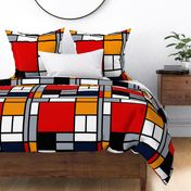 Jumbo Mondrian Composition with Large Red Plane, Orange, Black, Gray, and Blue