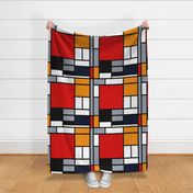 Jumbo Mondrian Composition with Large Red Plane, Orange, Black, Gray, and Blue