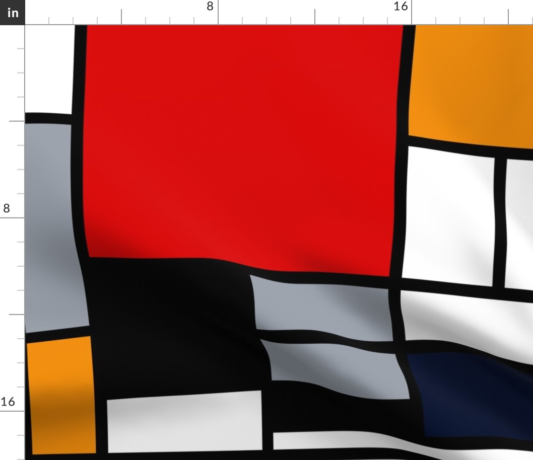 Jumbo Mondrian Composition with Large Red Plane, Orange, Black, Gray, and Blue