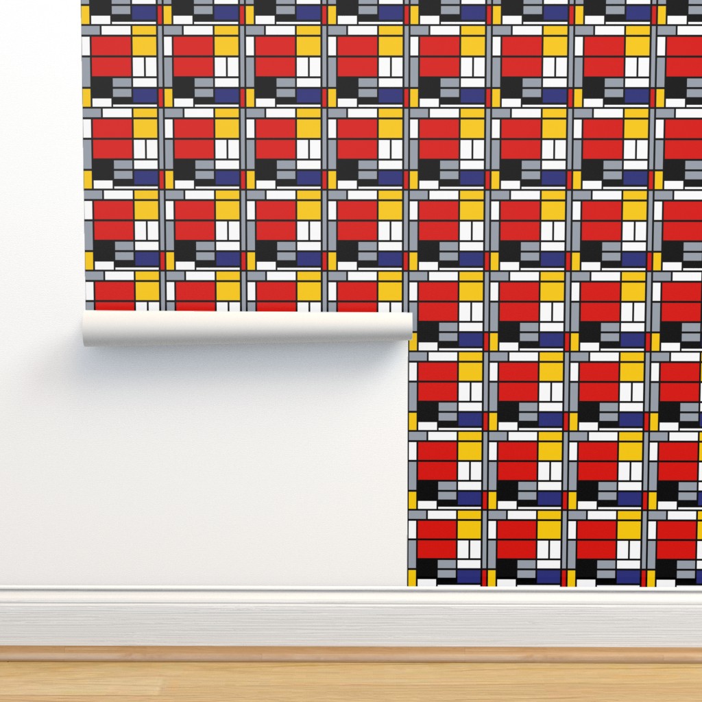 medley Ved navn Decode 6 inch Mondrian Composition with Large Wallpaper | Spoonflower