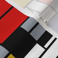 6 inch Mondrian Composition with Large Red Plane, Yellow, Black, Gray, and Blue