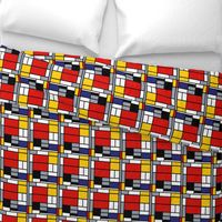 6 inch Mondrian Composition with Large Red Plane, Yellow, Black, Gray, and Blue