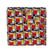 6 inch Mondrian Composition with Large Red Plane, Yellow, Black, Gray, and Blue
