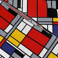 6 inch Mondrian Composition with Large Red Plane, Yellow, Black, Gray, and Blue