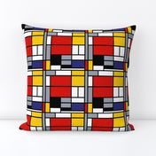 6 inch Mondrian Composition with Large Red Plane, Yellow, Black, Gray, and Blue