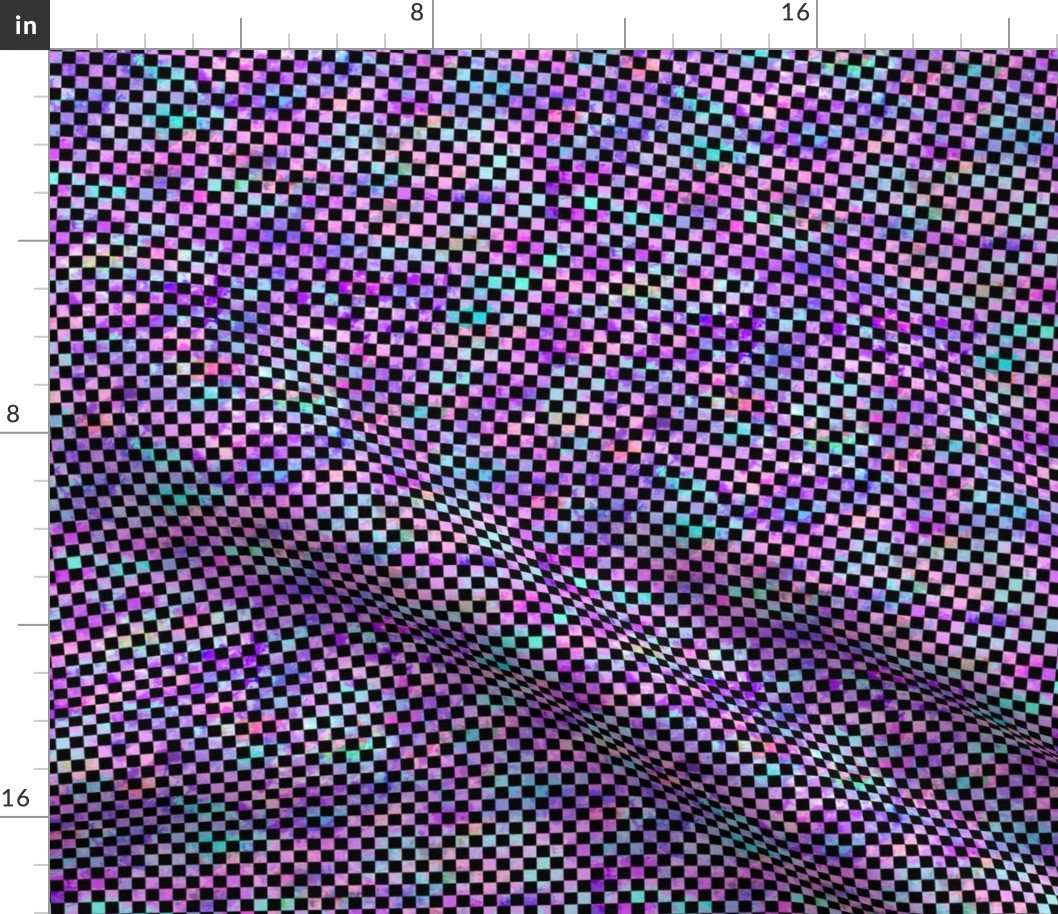 Tie dye checkerboard - black, 1/4"