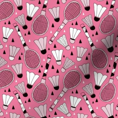 Cool tennis and badminton racket fun retro vintage sports theme in pink