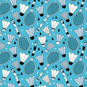 Cool tennis and badminton racket fun retro vintage sports theme in blue